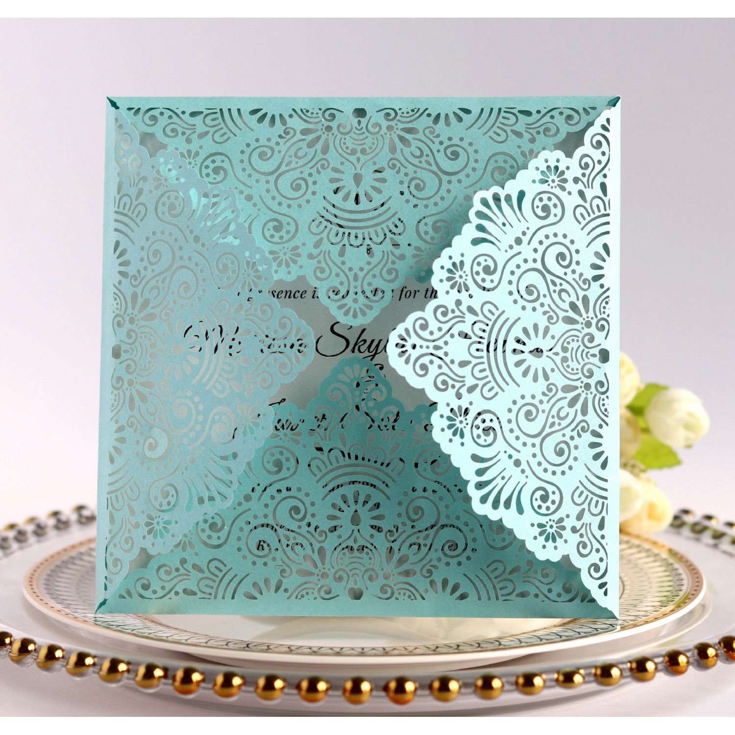 Slap-up Invitation Card Wedding Supplies Square Greeting Card Laser Invitation